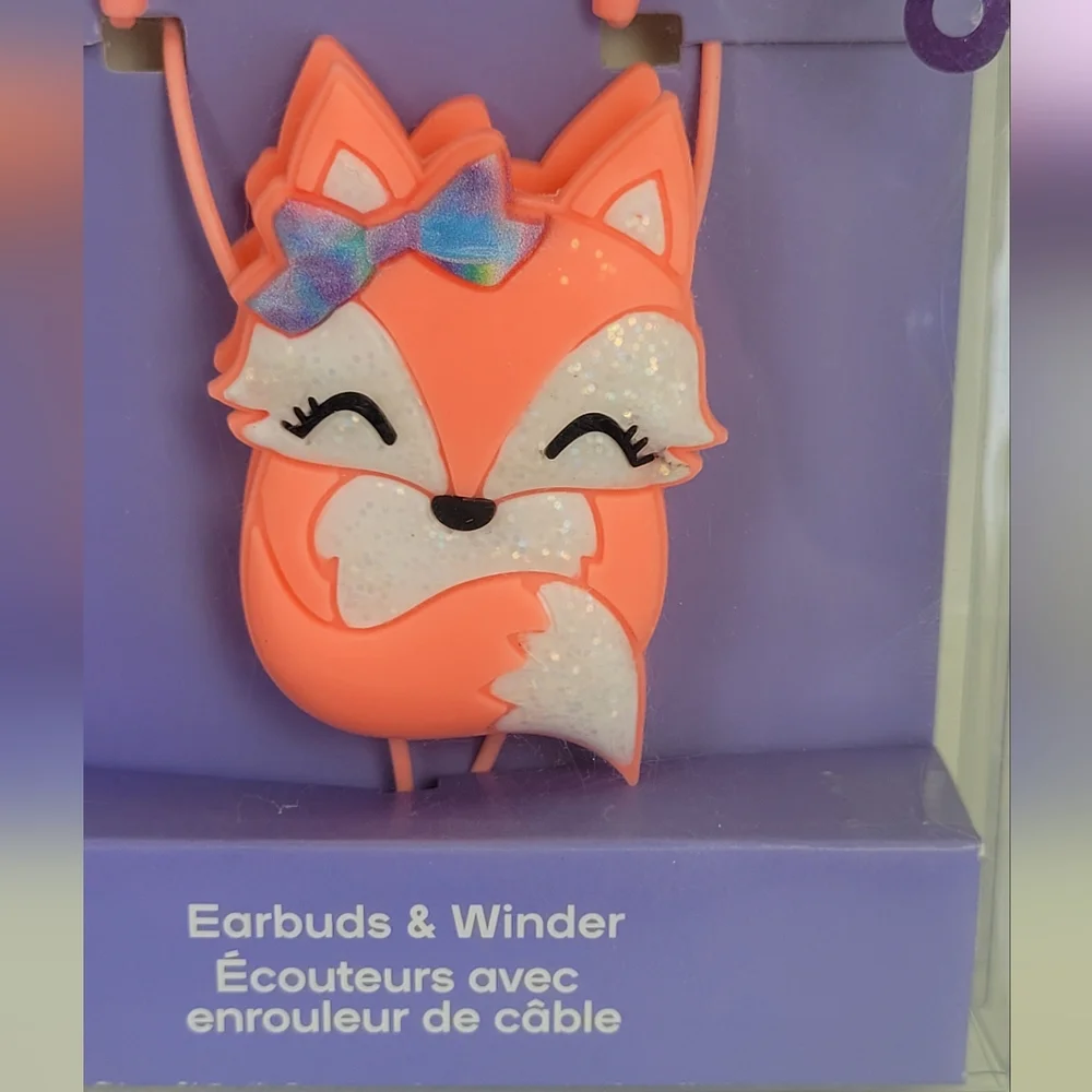 Claire's Fox Earbuds with Winder - Orange and Pink